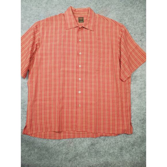 Scott Barber Men's XL Red & Yellow Short Sleeve Button Up Casual Shirt - Picture 1 of 7